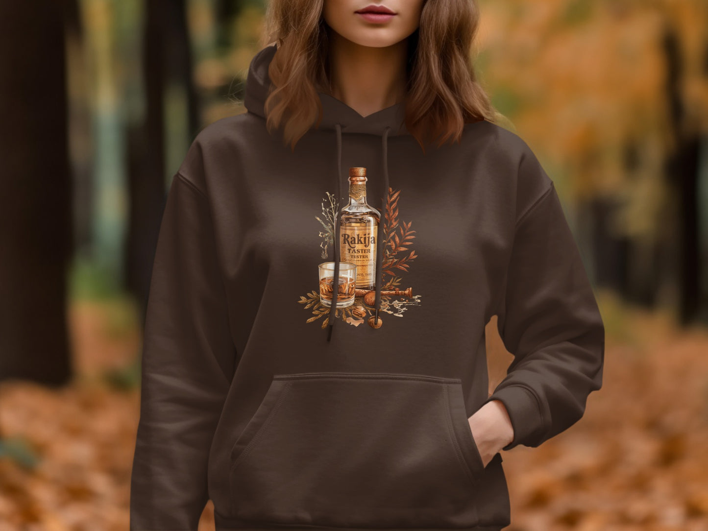 Cozy Autumn Inspired Hoodie with Whiskey Design product type