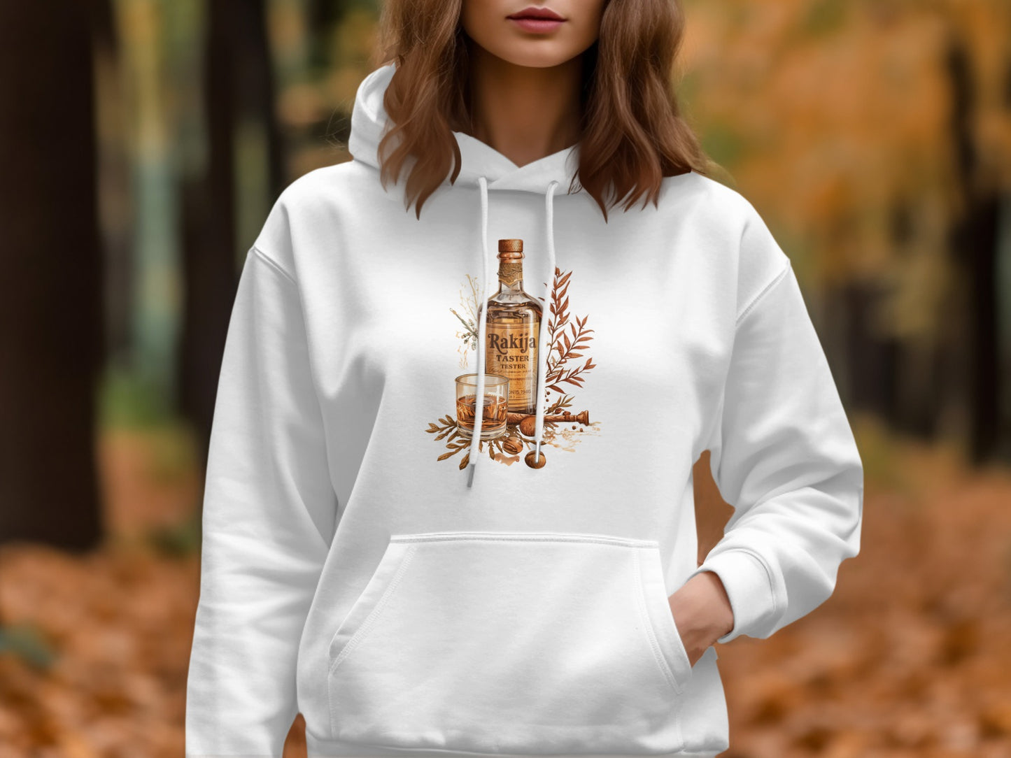 Autumn Themed Whiskey Bottle and Leaves Hoodie product type