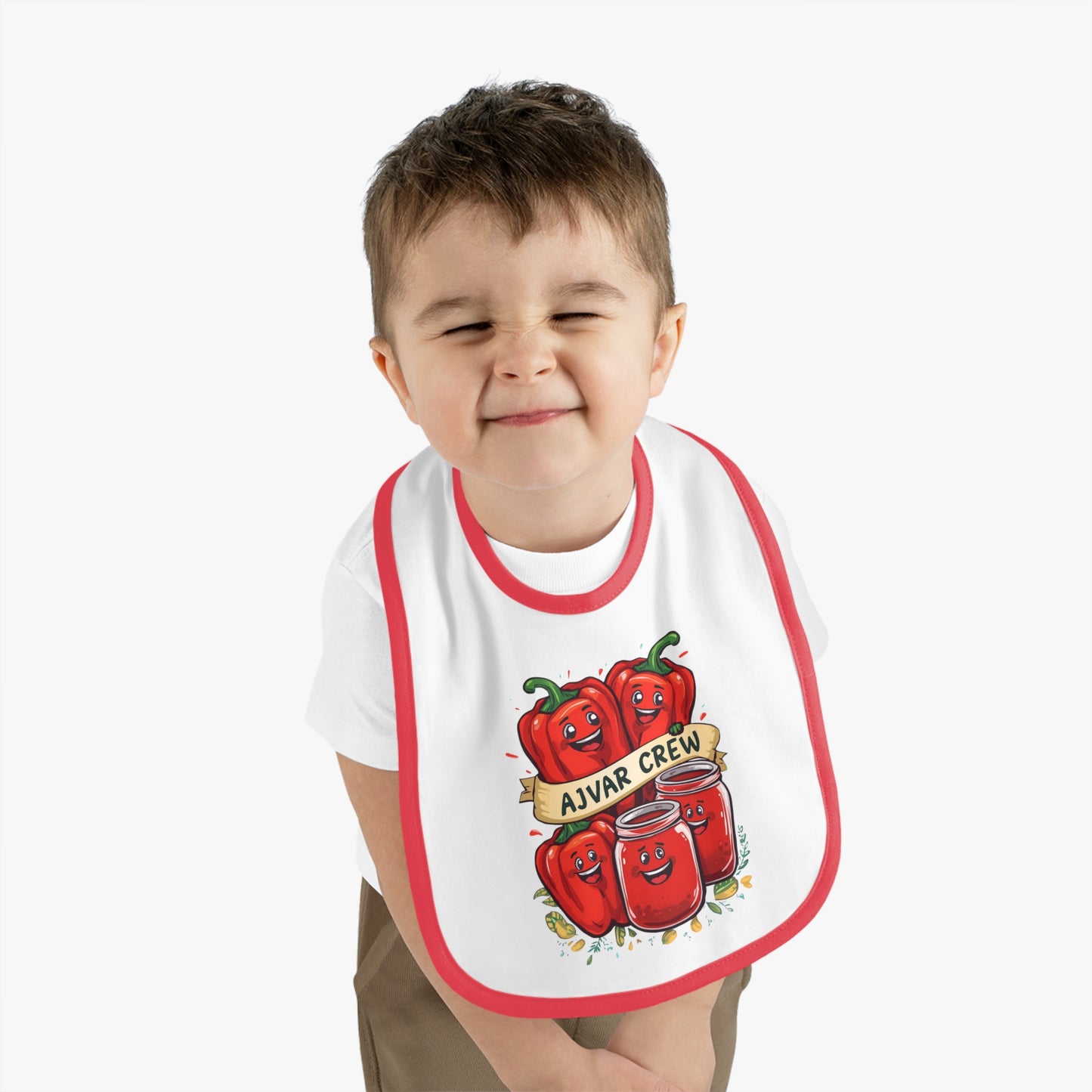 Cute Baby Bib with AJVAR CREW Design, Funny Bib for Toddlers, Baby Shower Gift, Infants' Feeding Accessories, Adorable Kitchen Bib