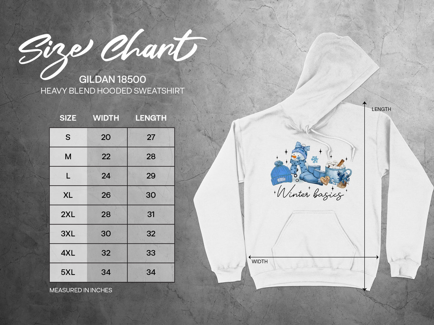 Winter Basics Graphic Gildan 18500 Hoodie Sweatshirt