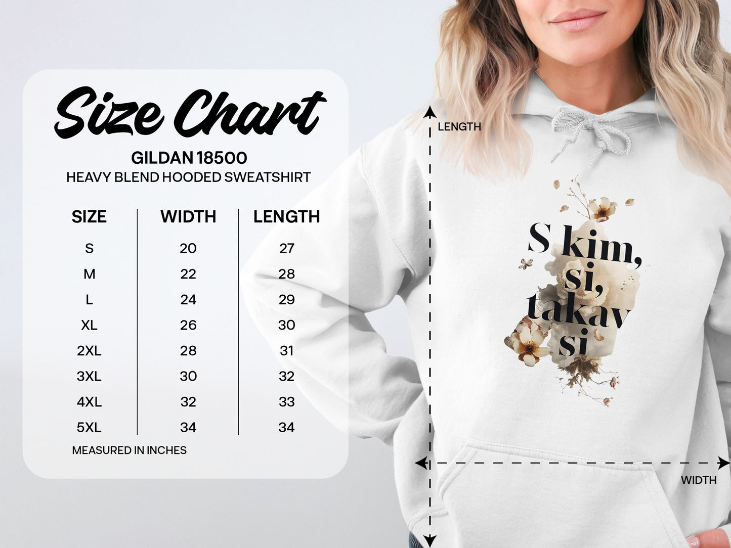 S kim si takav si design white hooded sweatshirt product