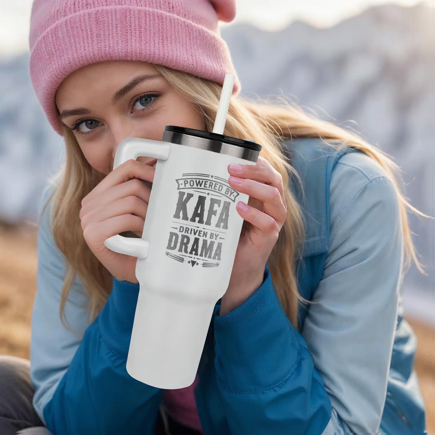 Power by KAFA, Driven by DRAMA 40oz Tumbler