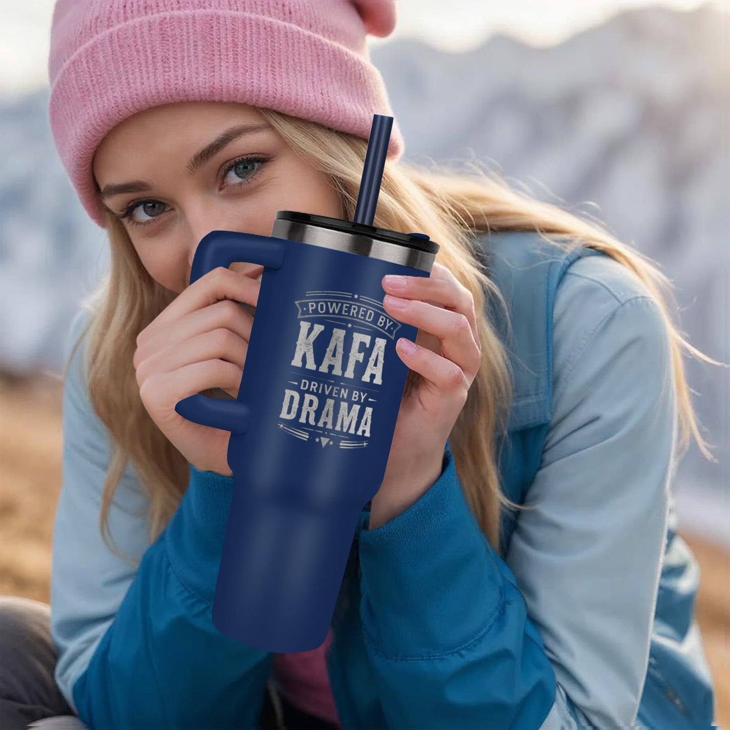 Power by KAFA, Driven by DRAMA 40oz Tumbler