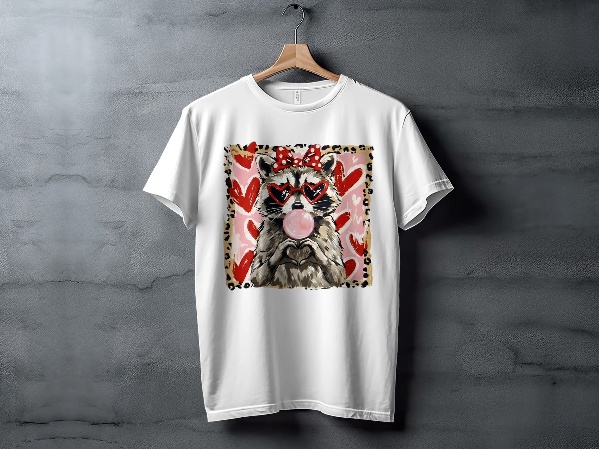 Cute Raccoon with Heart Glasses Graphic T-Shirt