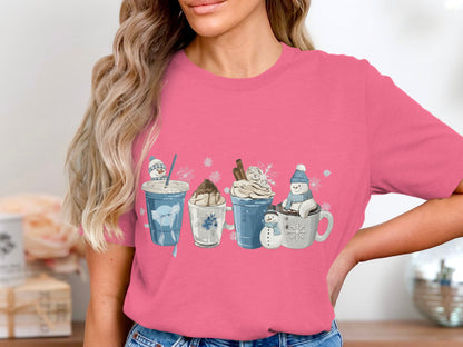 Cozy Winter Drinks Graphic Print T-shirt