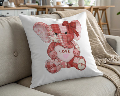 Cute Elephant Design Love and Hug Throw Pillow