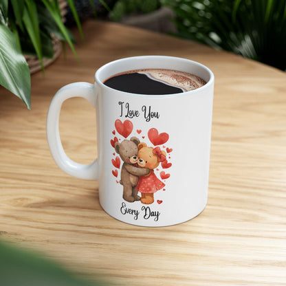 I Love You Every Day Cute Teddy Bears Mug for Couples