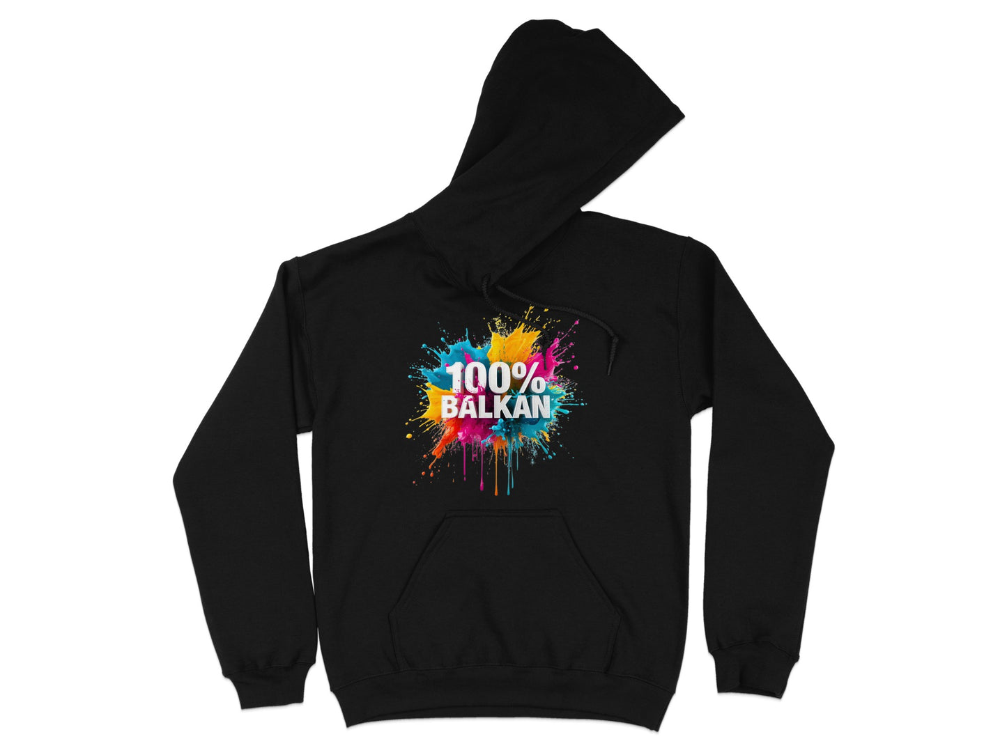 100% Balkan Colorful Paint Splash Black Hoodie product type