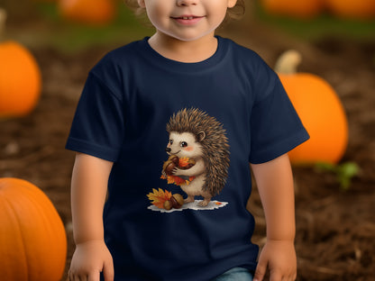 Cute Hedgehog with Autumn Leaves Kids Shirt product