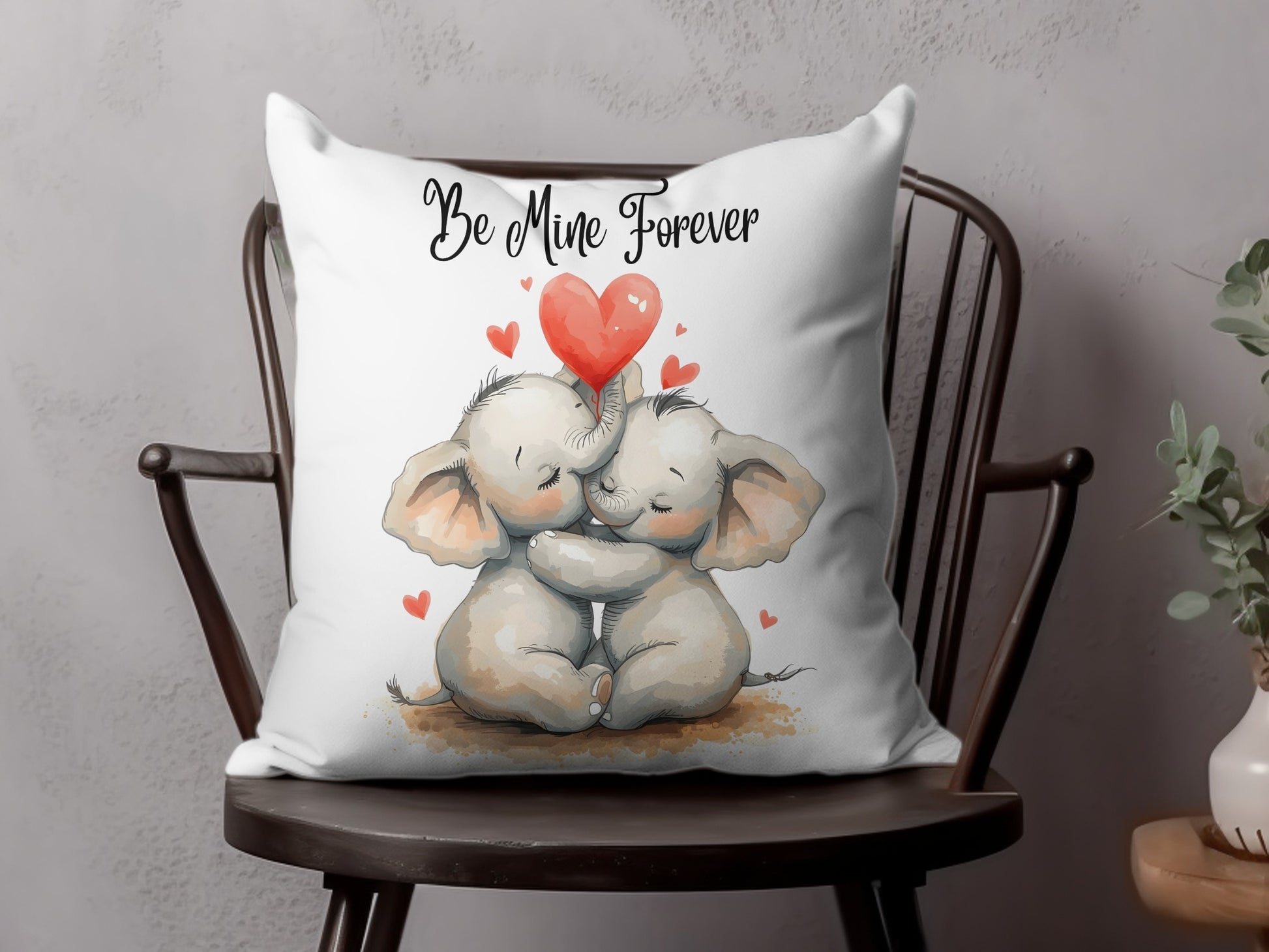 Be Mine Forever Elephant Themed Cushion Pillow