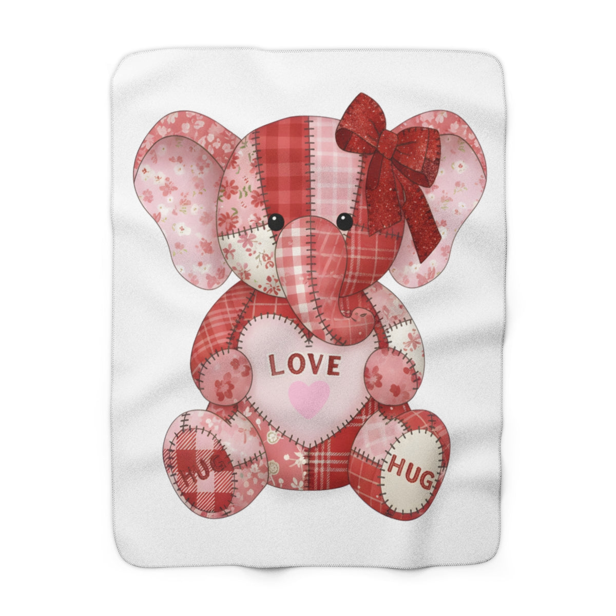 Cute Patchwork Elephant with Love Hug Heart Blanket