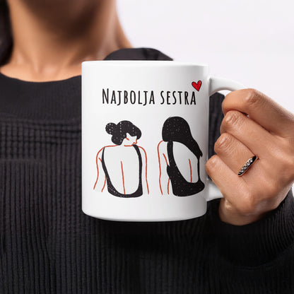 Najbolja Sestra Mug with Artistic Sister Design