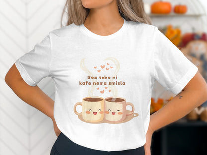 Cute Coffee Cup Faces Shirt with Heart Steam Design