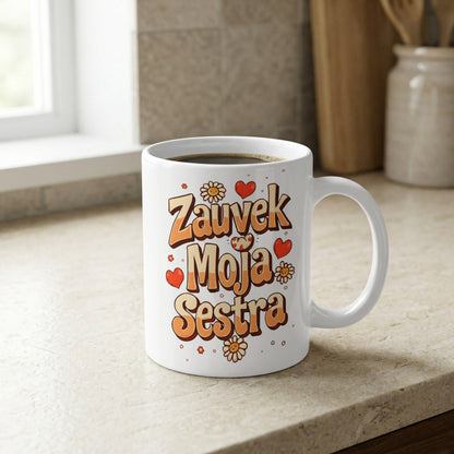 Zauvek Moja Sestra Heart and Flower Mug
