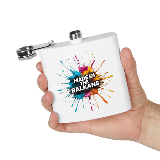 Made In The Balkans colorful splash hip flask