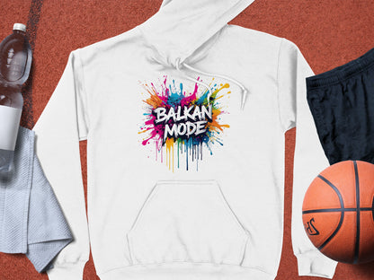 BALKAN MODE Colorful Paint Splash White Hoodie product type