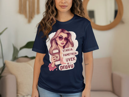 Sassy Drinking Coffee Graphic Tee Shirt Design