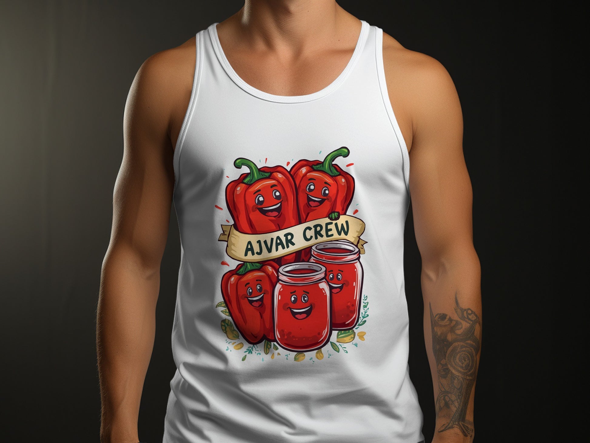Ajvar Crew Tank Top with Fun Animated Pepper product