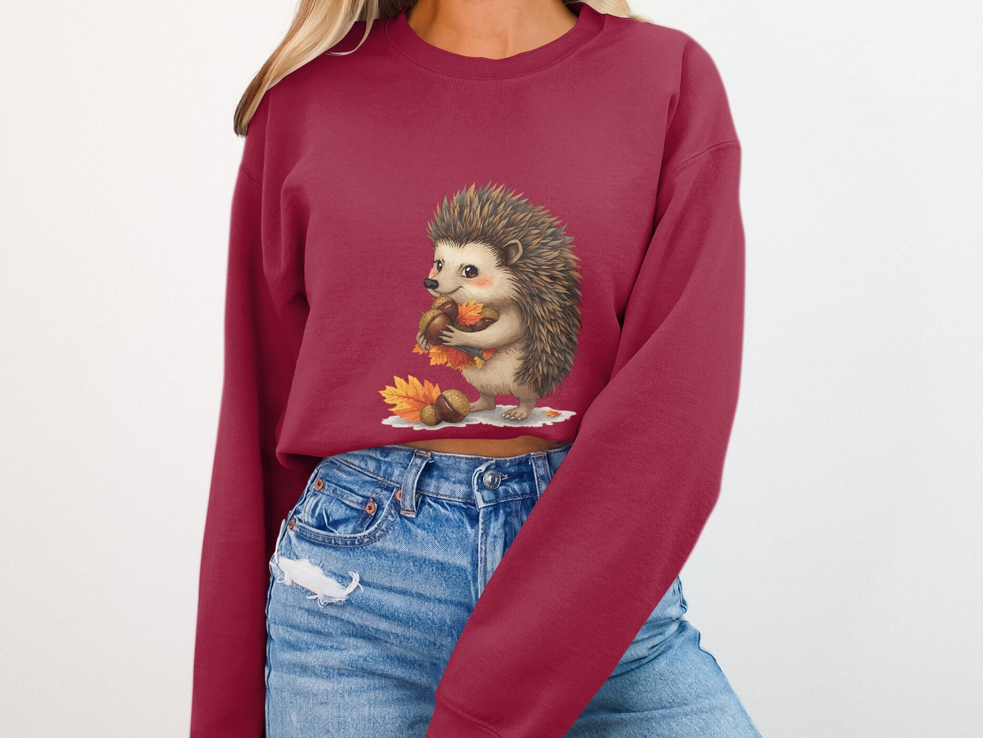 Cute Hedgehog Holding Acorn Graphic Sweatshirt product