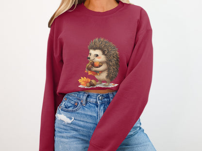 Cute Hedgehog Holding Acorn Graphic Sweatshirt product