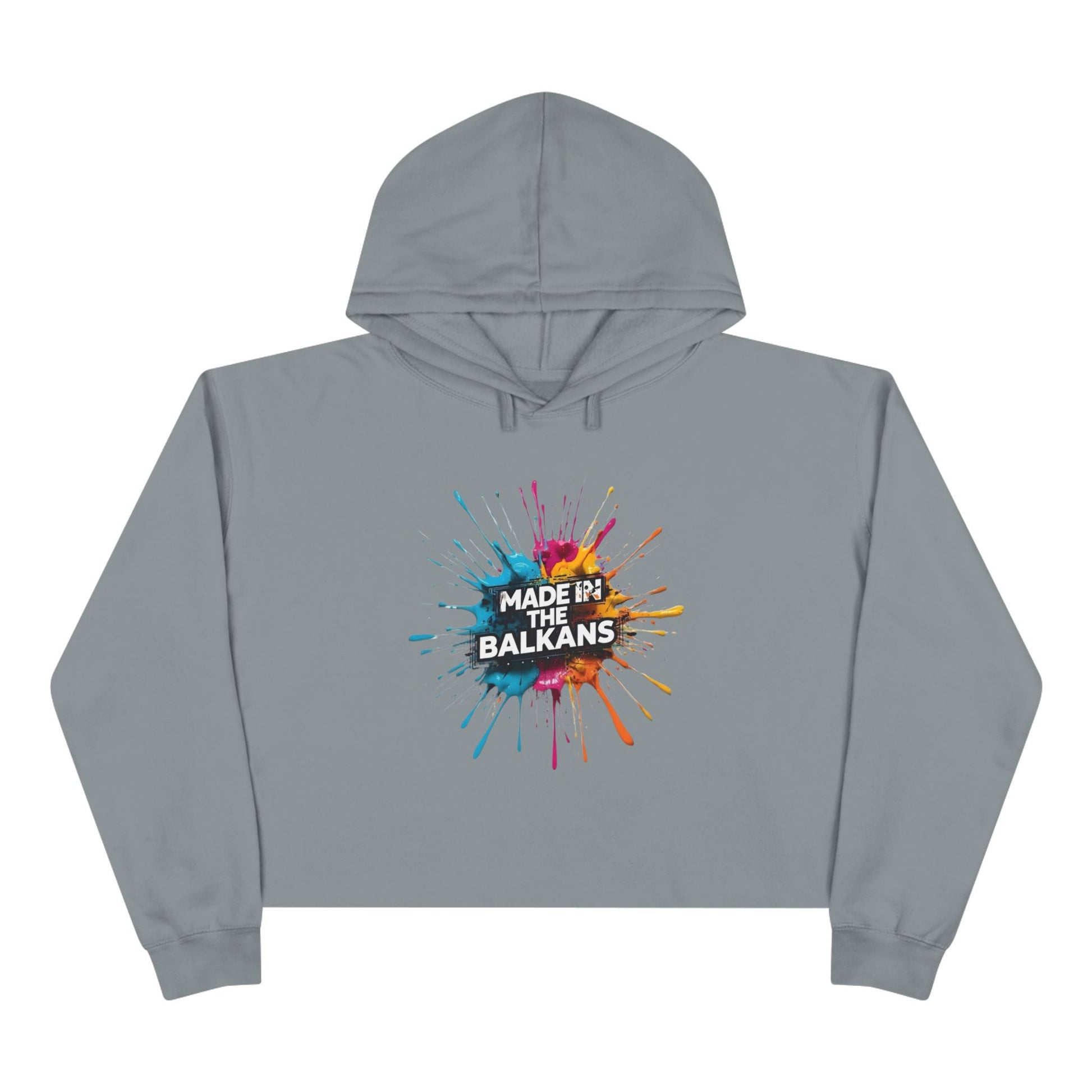 Grey Made In The Balkans Colorful Splash Cropped Hoodie product type