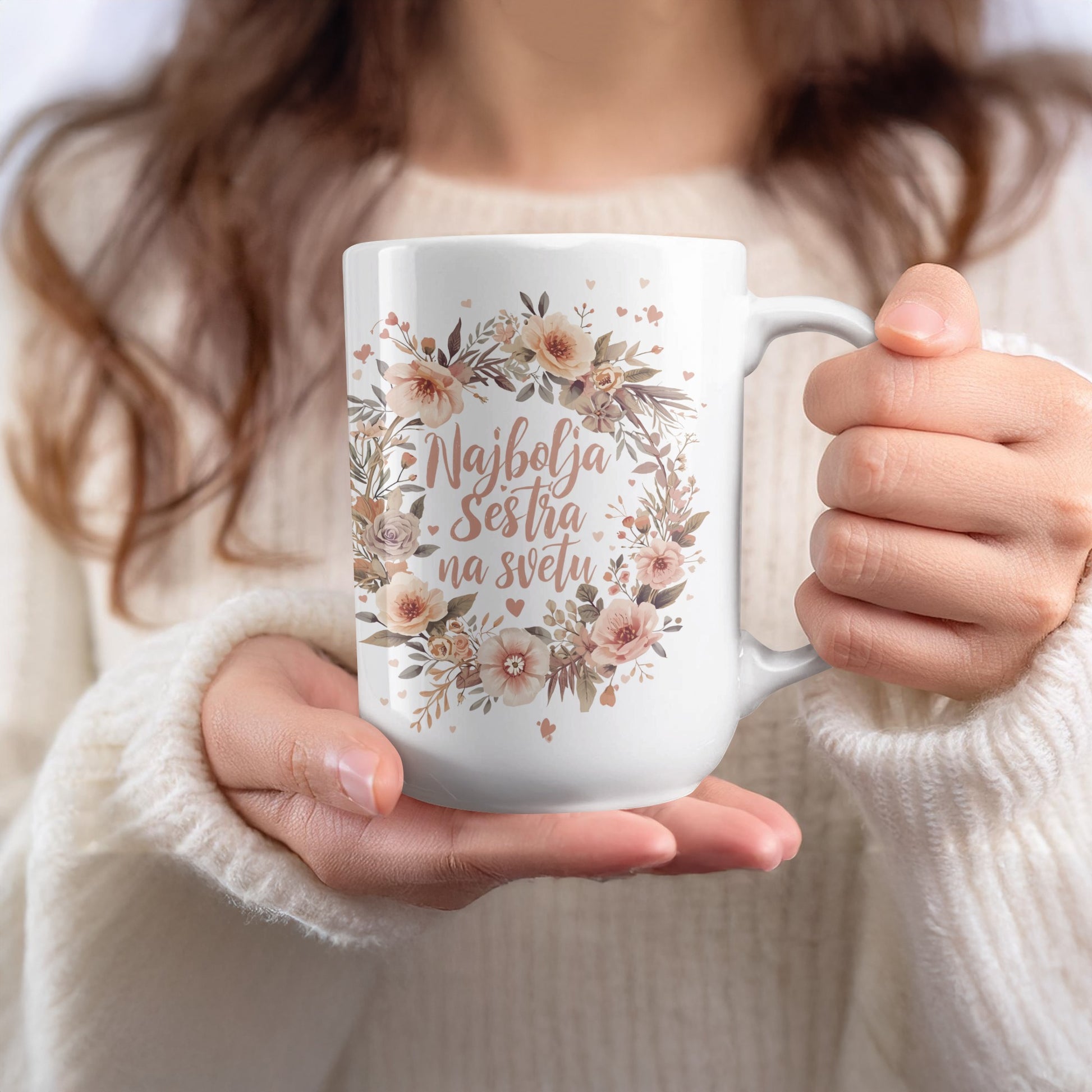 Najbolja Sestra na Svetu Floral Design Mug