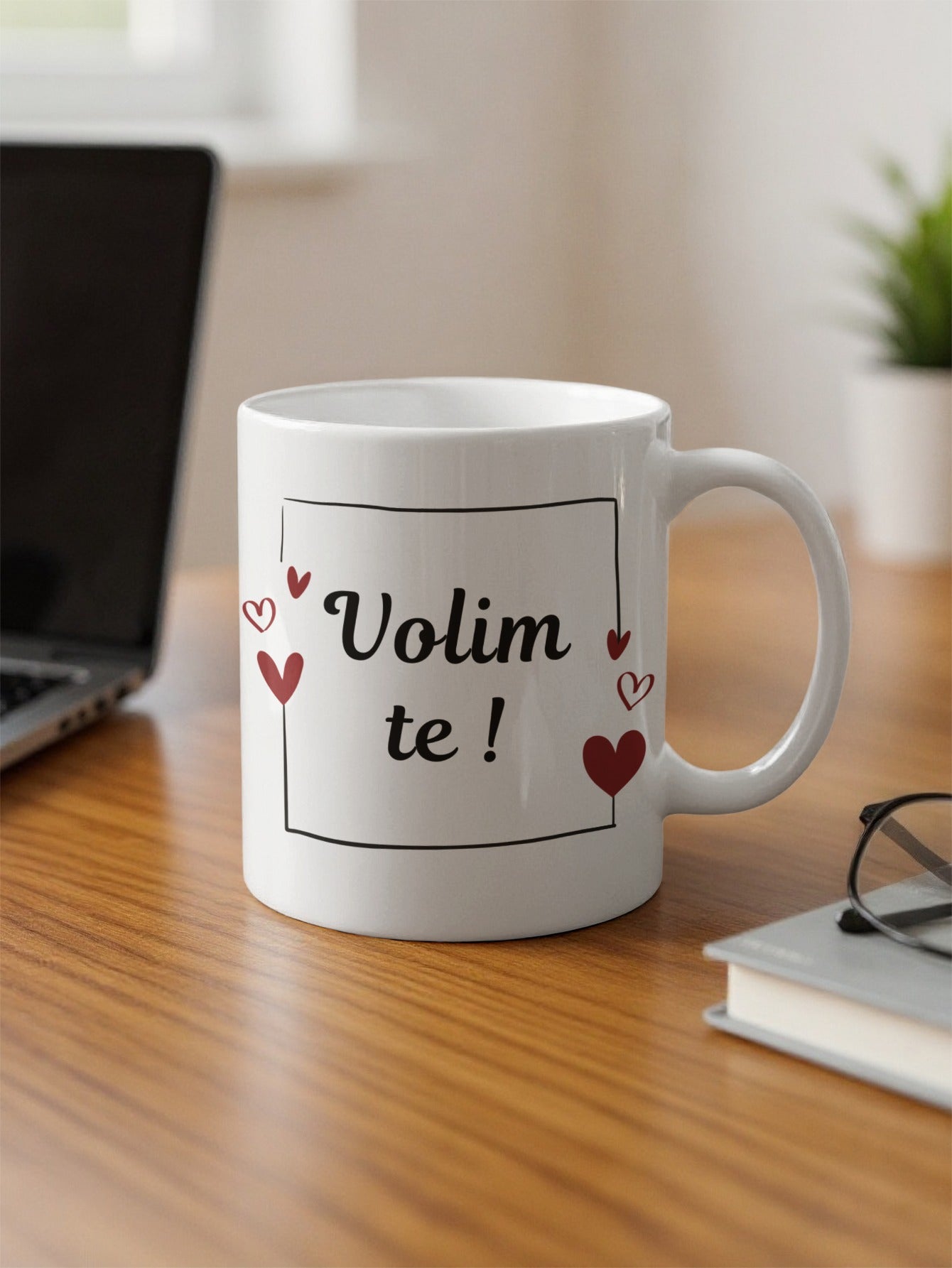 Volim te Heart Design White Coffee Mug Gift Idea