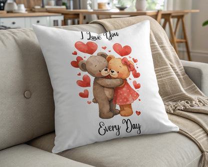 I Love You Every Day Cute Bear Couple Pillow