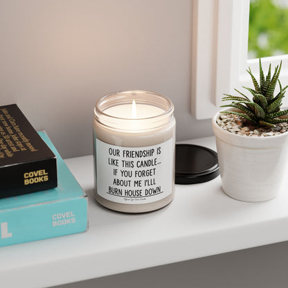 Funny Friendship Soy Candle - "Our Friendship Is Like This Candle... If You Forget About Me I'll Burn House Down" (9oz)