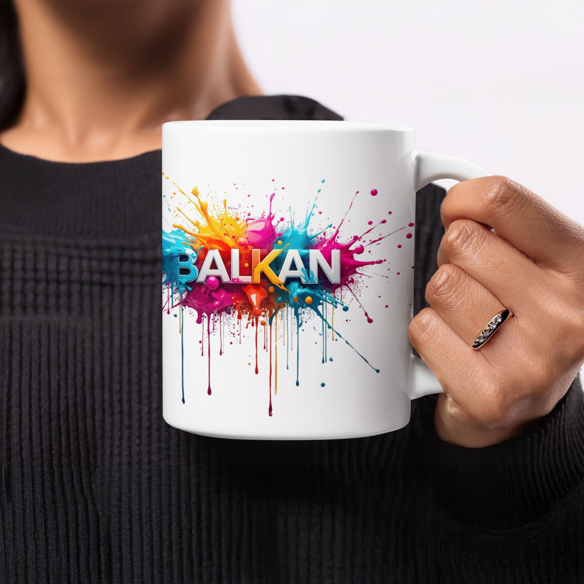 Colorful Balkan paint splatter mug