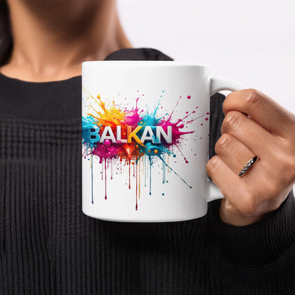 Colorful Balkan paint splatter mug