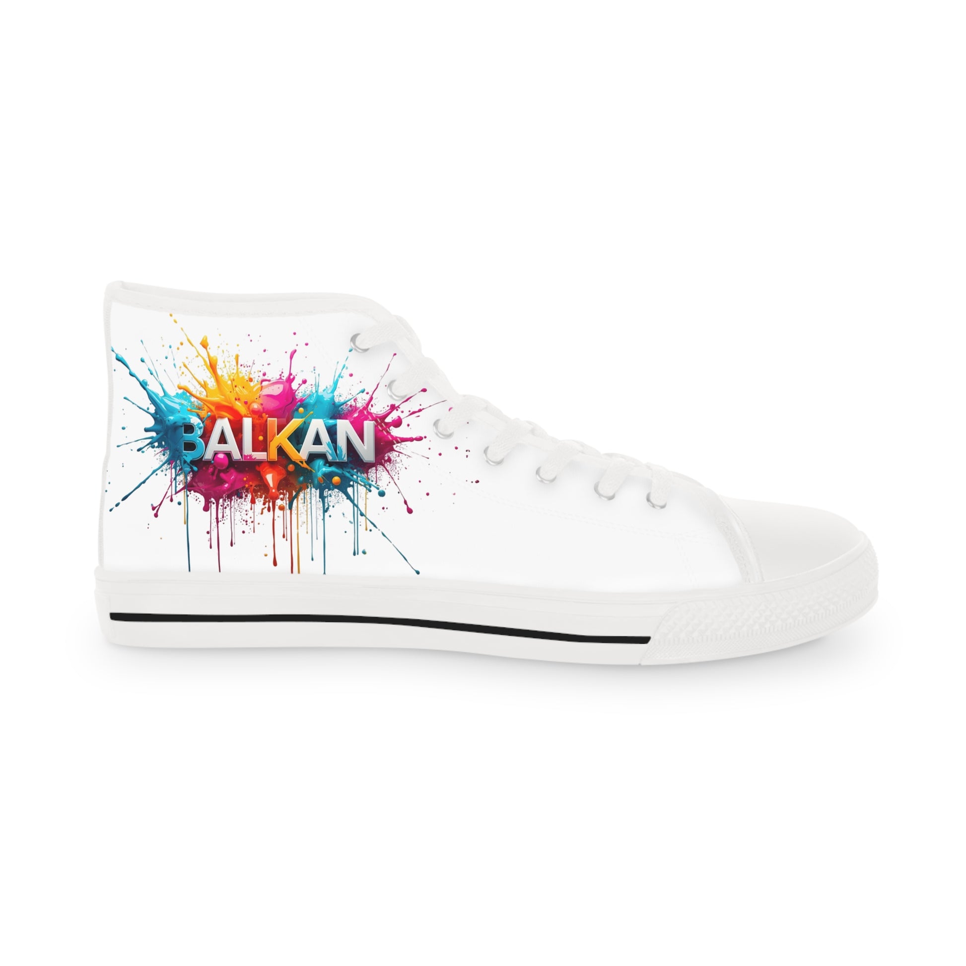 Balkan color splash graphic men's high-top canvas sneakers