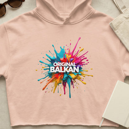 Peach Cropped Hoodie Original Balkan Paint Splash product type
