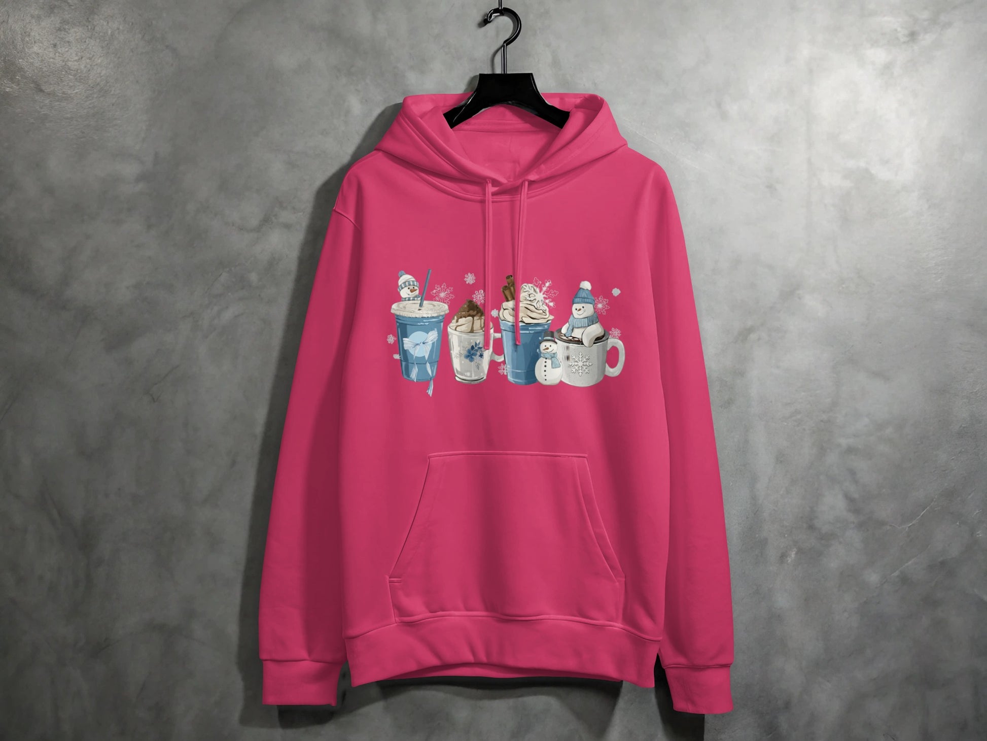 Warm and Cozy Hot Beverage Print Pink Hoodie