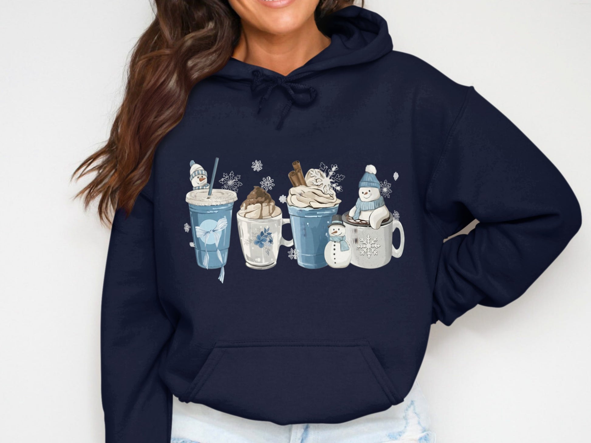 Cozy Winter Themed Drinks Printed Hoodie