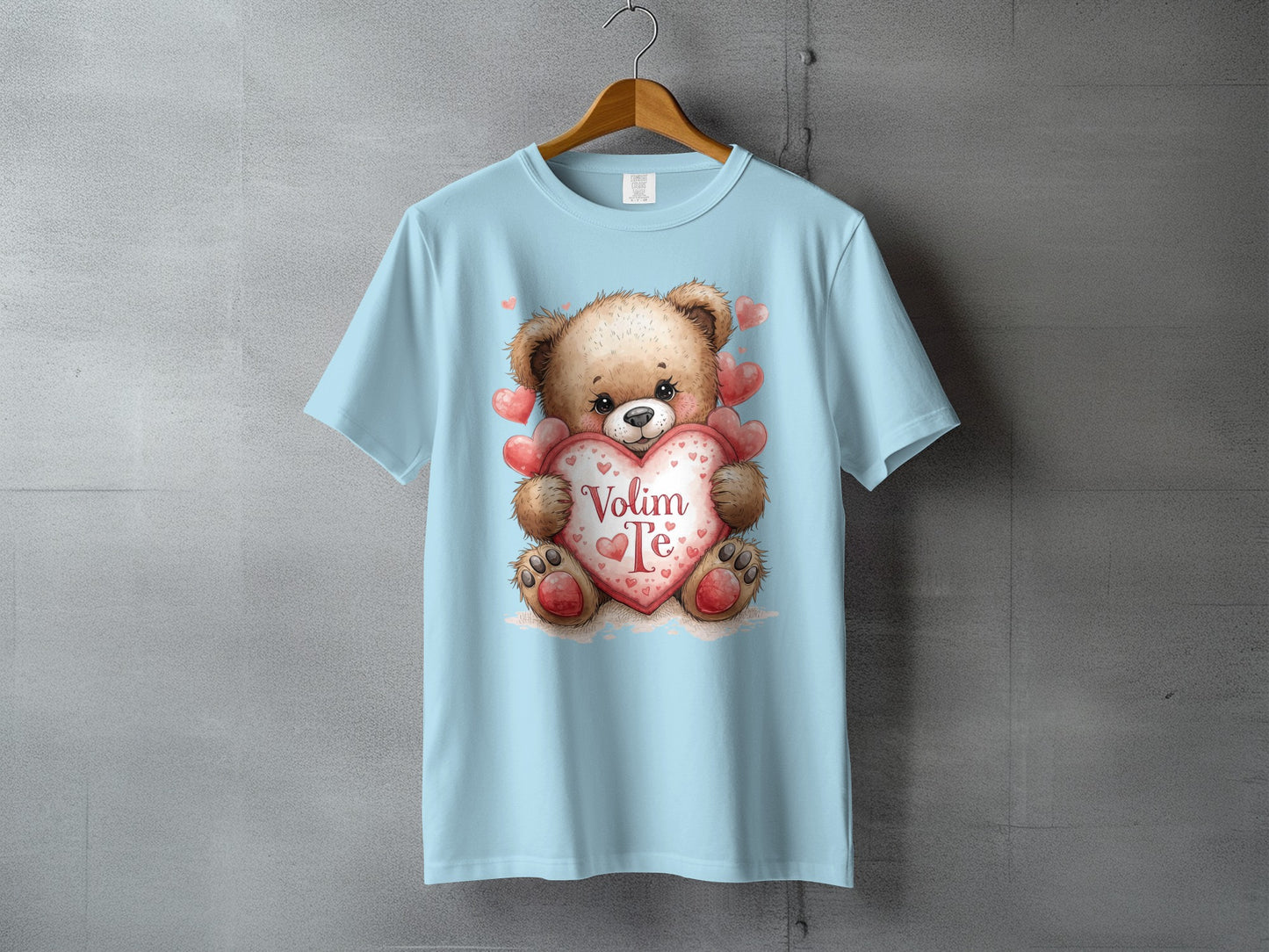 Cute Teddy Bear Holds Heart Love Message T-Shirt