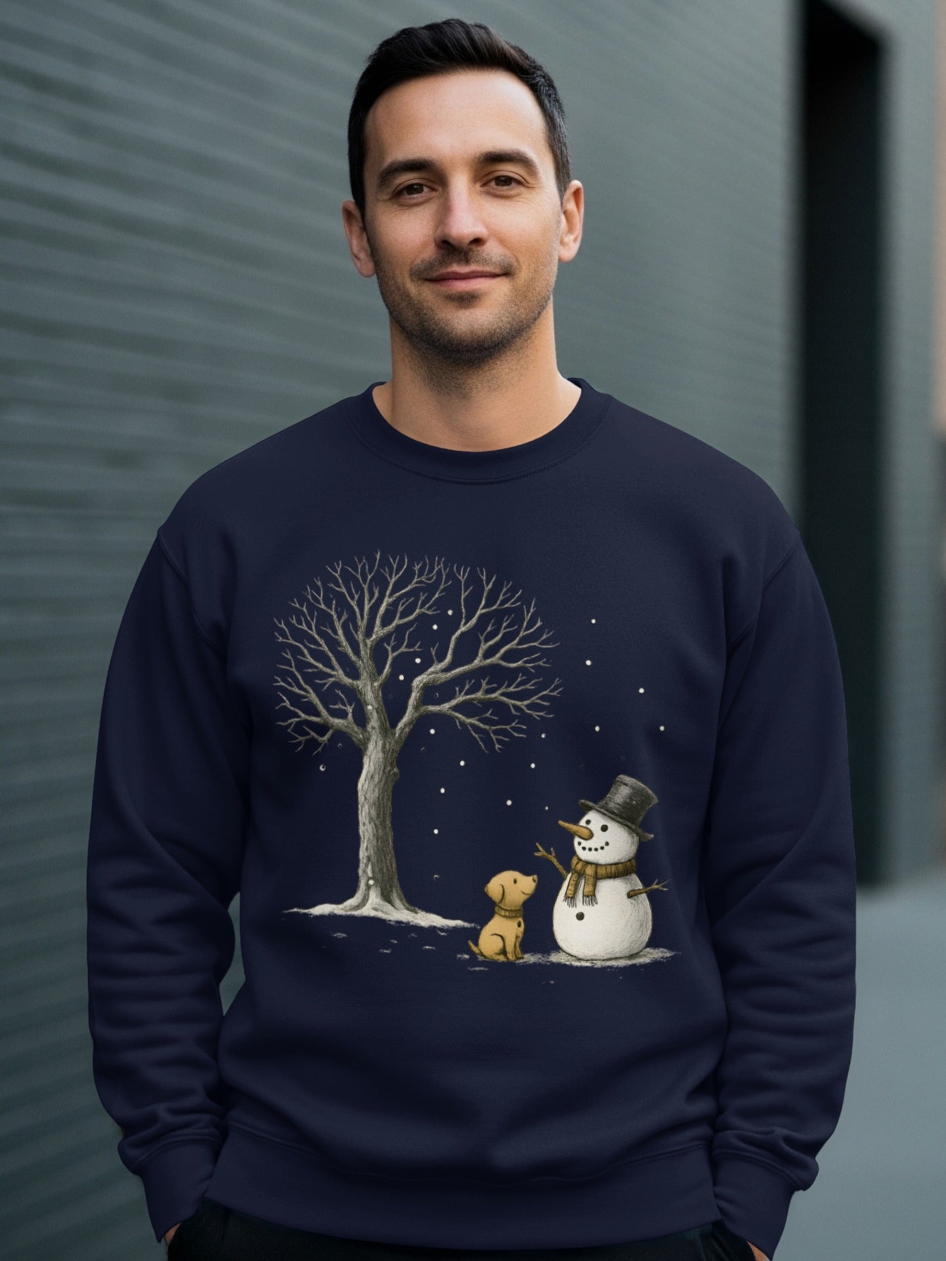 Snowman and Dog Scene Winter Sweatshirt Product