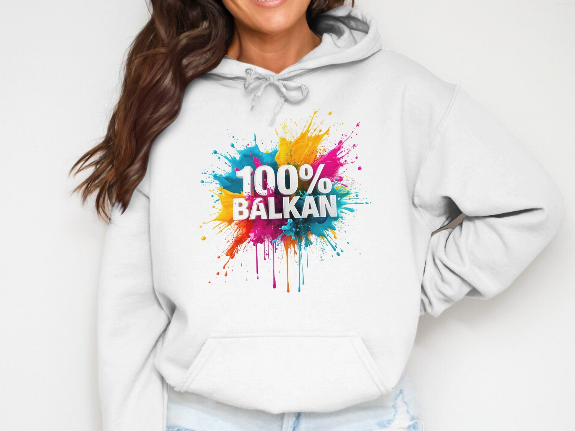 100% Balkan Colorful Paint Splatter Hoodie product type