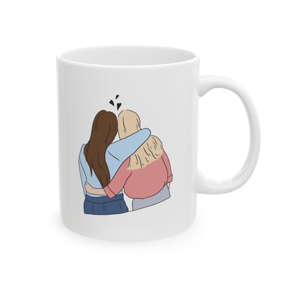 Sisters By Heart Mug, Whimsical Floral Ceramic Mug