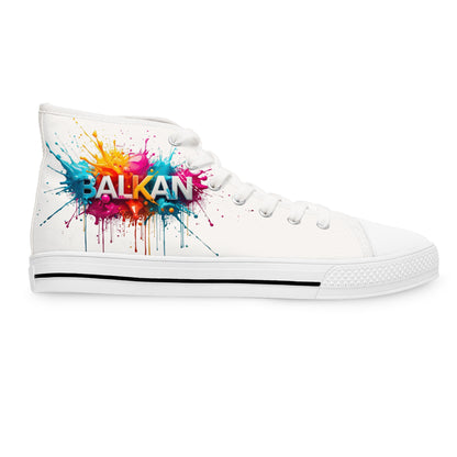 Balkan color splash paint drip women's high-top canvas sneakers