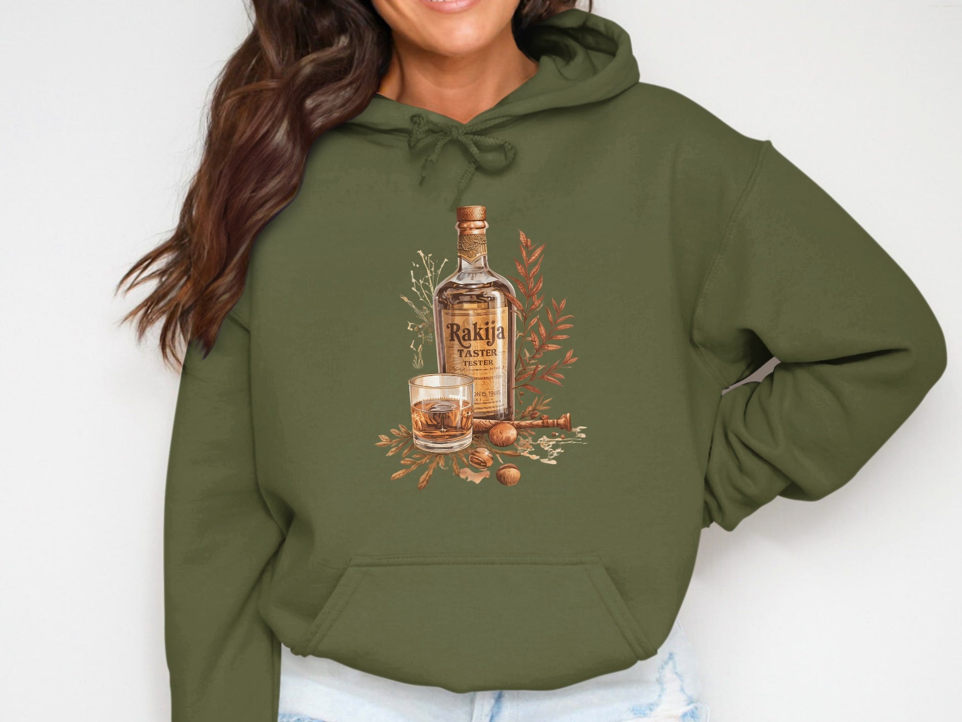 Rakija Whiskey Print Graphic Green Hoodie product