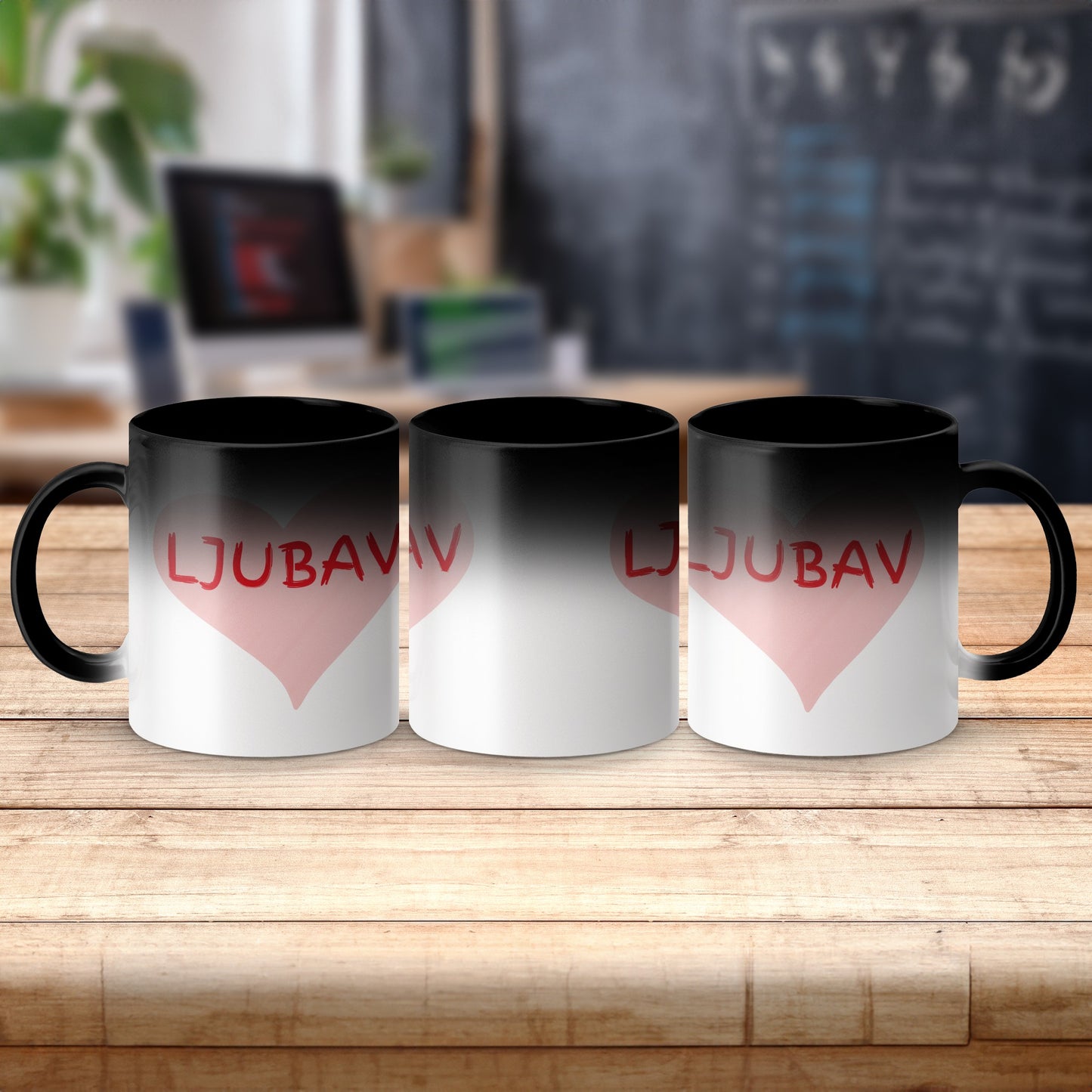 Unique LJUBAV Heart Design Gradient Mug