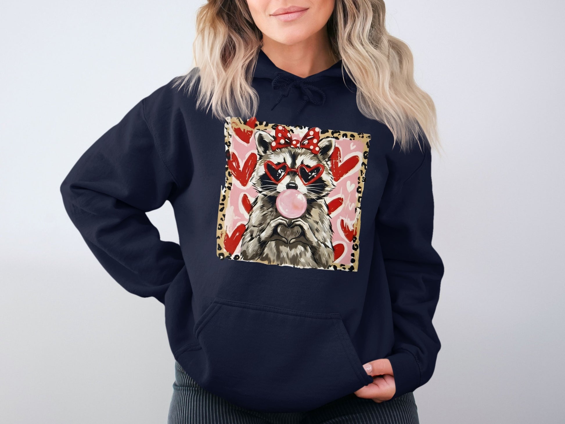 Cute Dog Hoodie with Heart Sunglasses and Bubblegum Design