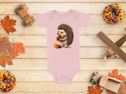 Hedgehog Autumn Leaves Baby Onesie Baby Clothing product