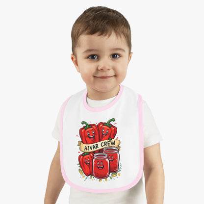 Cute Baby Bib with AJVAR CREW Design, Funny Bib for Toddlers, Baby Shower Gift, Infants' Feeding Accessories, Adorable Kitchen Bib