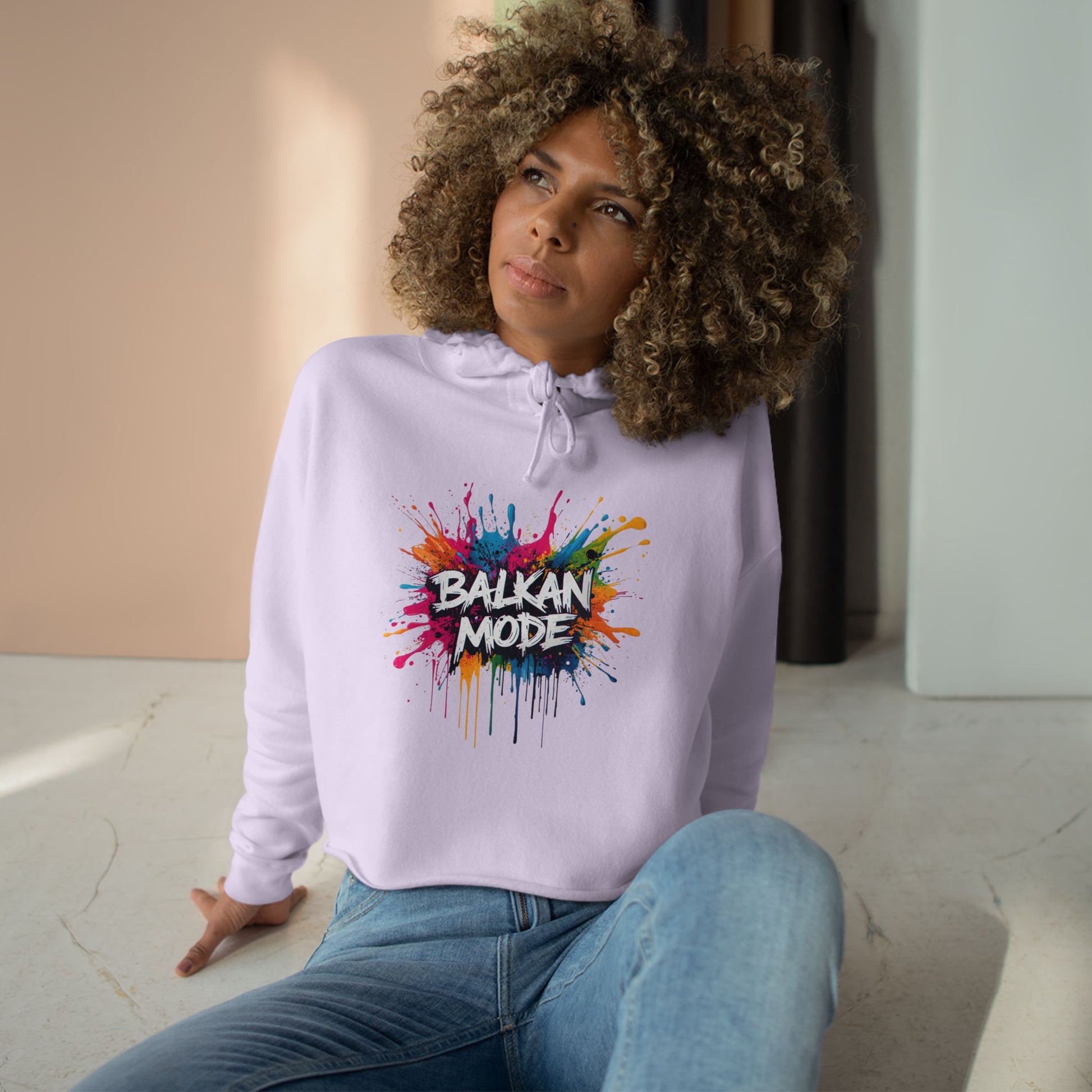 BALKAN MODE Splash Lilac Cropped Hoodie product type