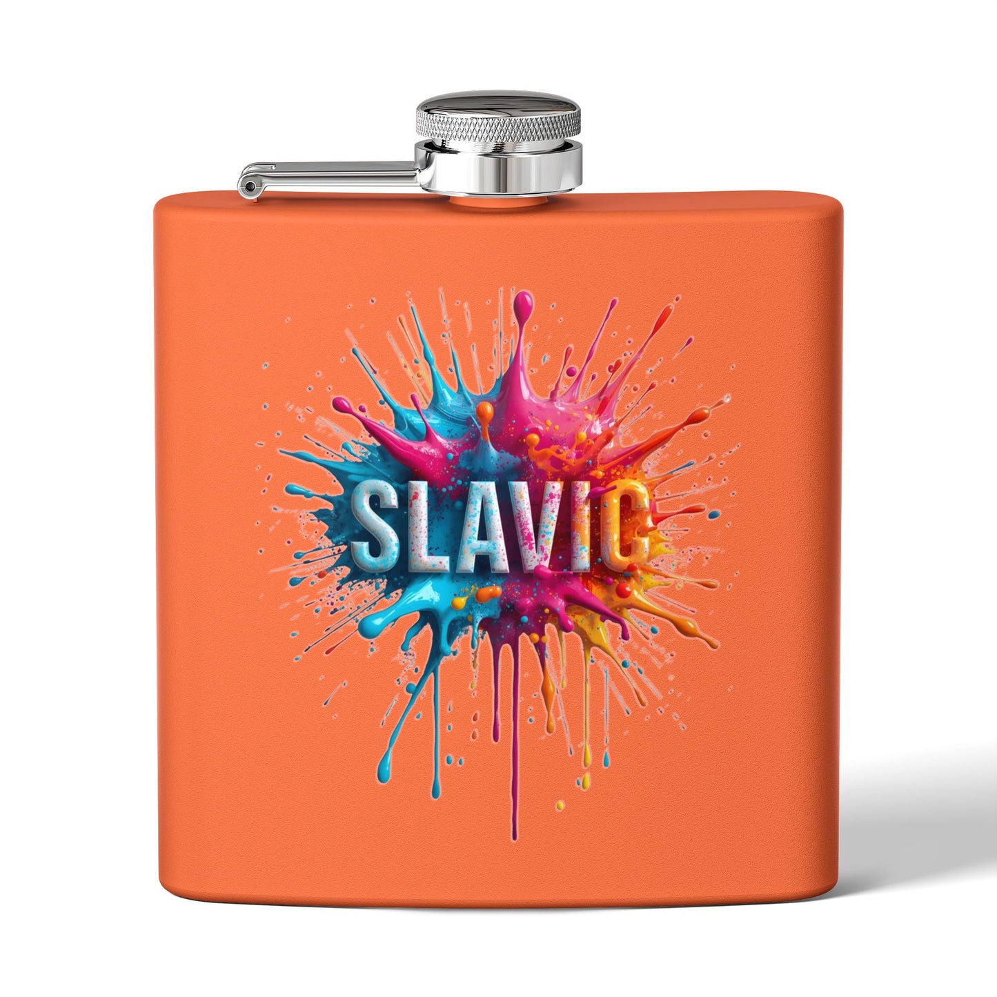 Orange SLAVIC paint splash colorful design flask product type