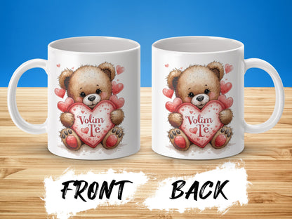 Cute Bear Holding Heart Volim Te Mug Valentine's Gift