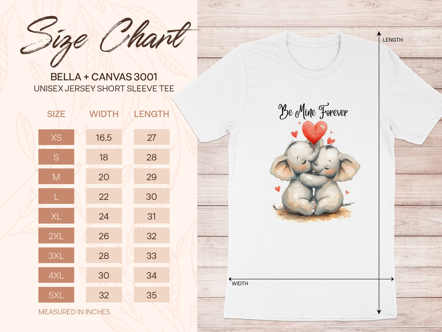 Be Mine Forever Elephant Design Short Sleeve Tee