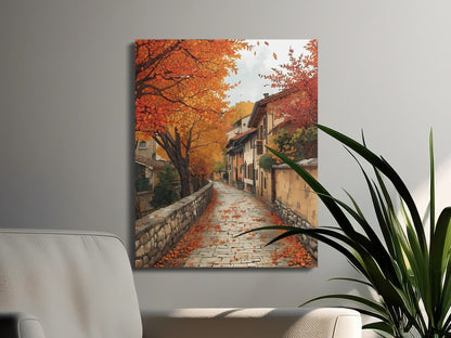 Scenic Autumn Village Wall Art Canvas product type